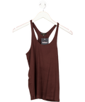 Massimo Dutti Chocolate Brown Ribbed 100% Cotton Racerback Verst Top UK M