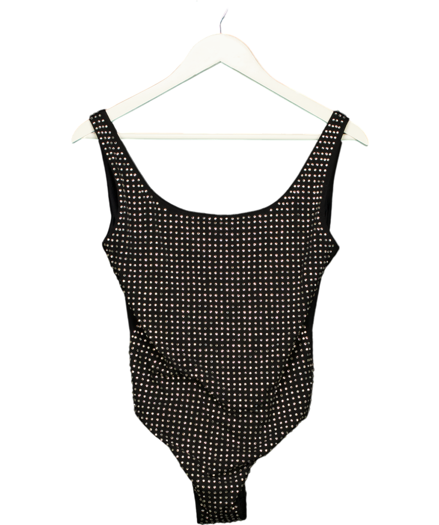 Guess Black Crystal Embellished Onepiece Swimsuit UK M
