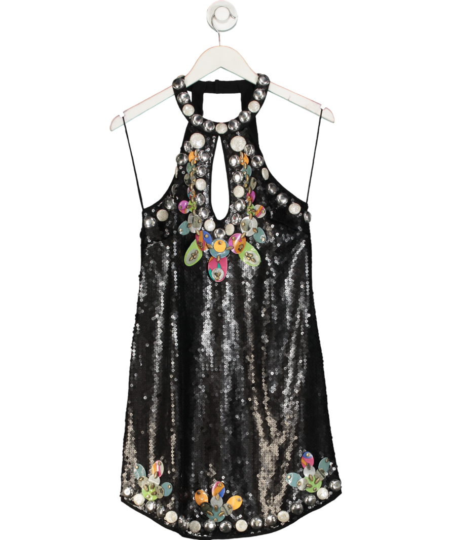 Emilio Pucci Black Sequin Embellished Mini Dress UK 12