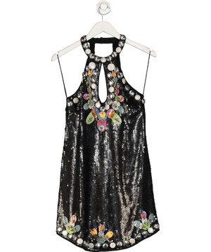 Emilio Pucci Black Sequin Embellished Mini Dress UK 12
