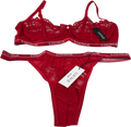 Lounge Underwear 2-piece Red Lace Bra 32d And Knicker Set UK XS