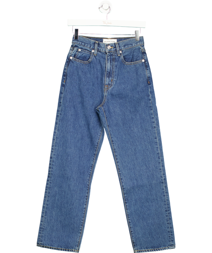 SLVRLAKE Blue London Crop High Rise Straight Leg Jeans W24