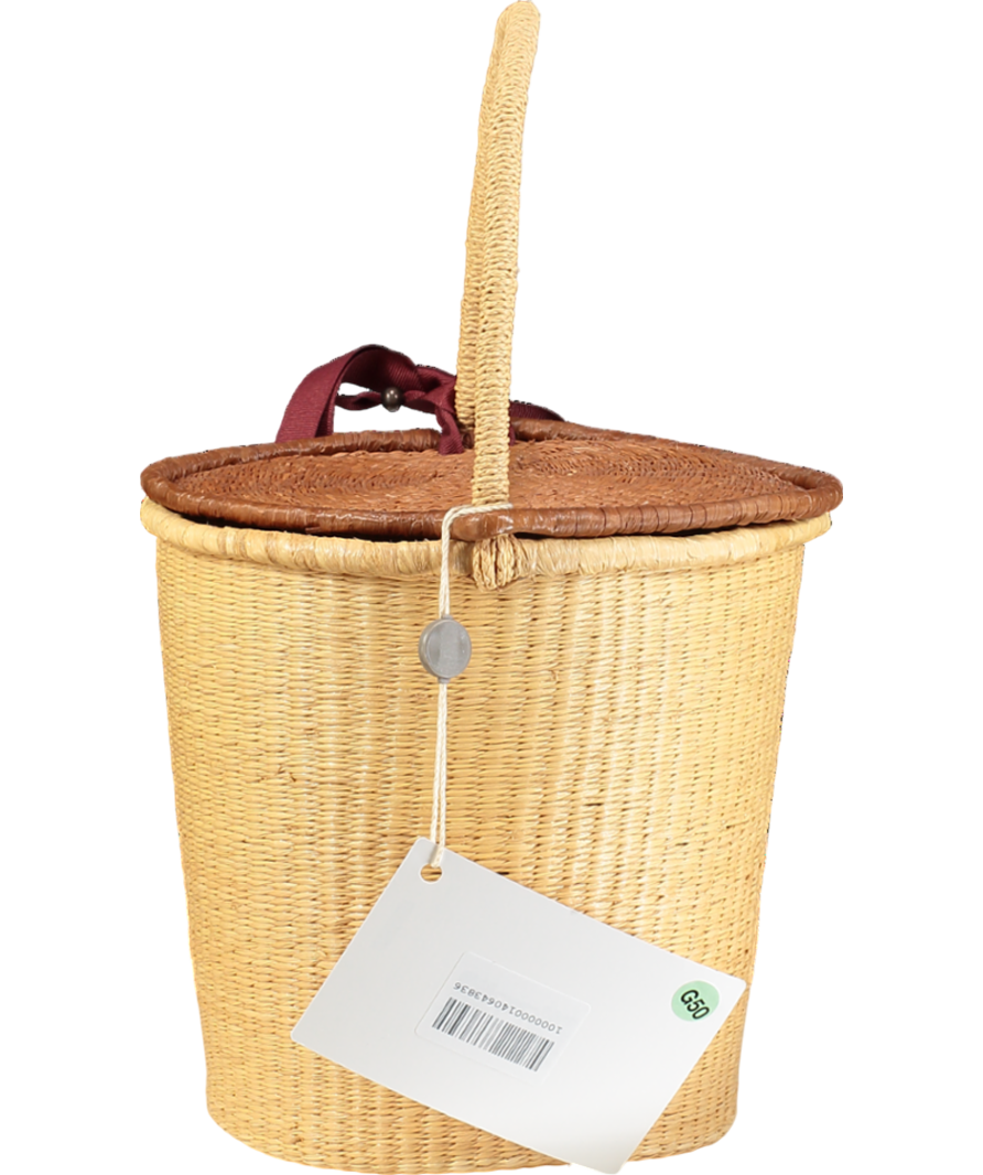 Sensi Studio Nude Handmade Straw Lidded Basket Bag