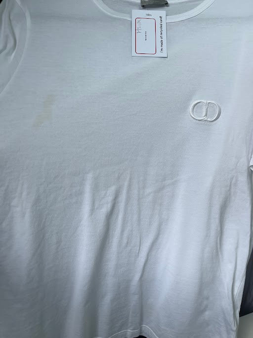 Dior White Embroidered 'cd Icon' T-shirt, Relaxed Fit UK L