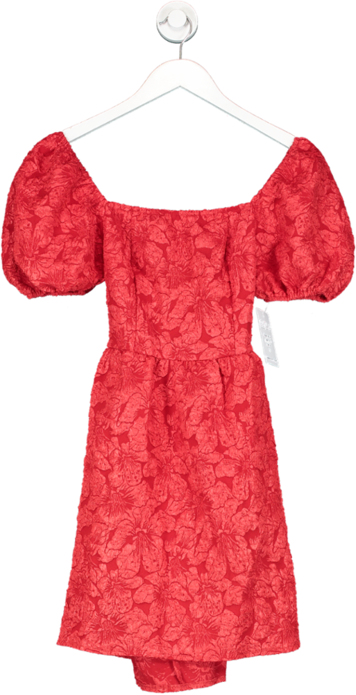 SHEIN Red Rose Print Open Back Dress UK XS