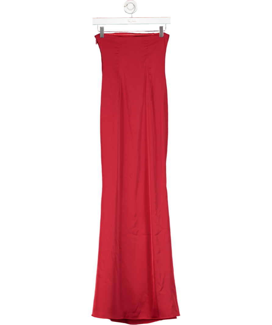 Oh Polly Mandi Scarf-detail Strapless Gown In Scarlet Red UK 6