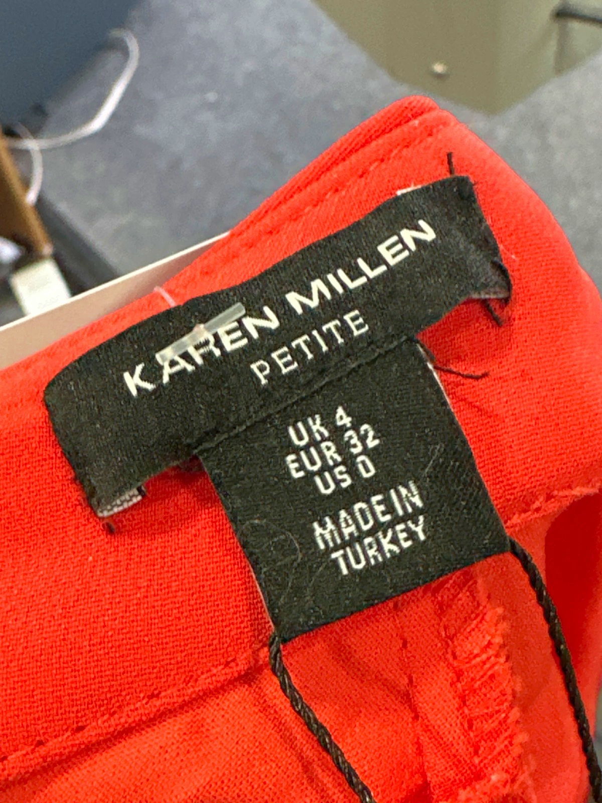 Karen Millen Tomato Red Petite Compact Stretch Viscose Tailored High Neck Tie Detail Midi Dress UK 4