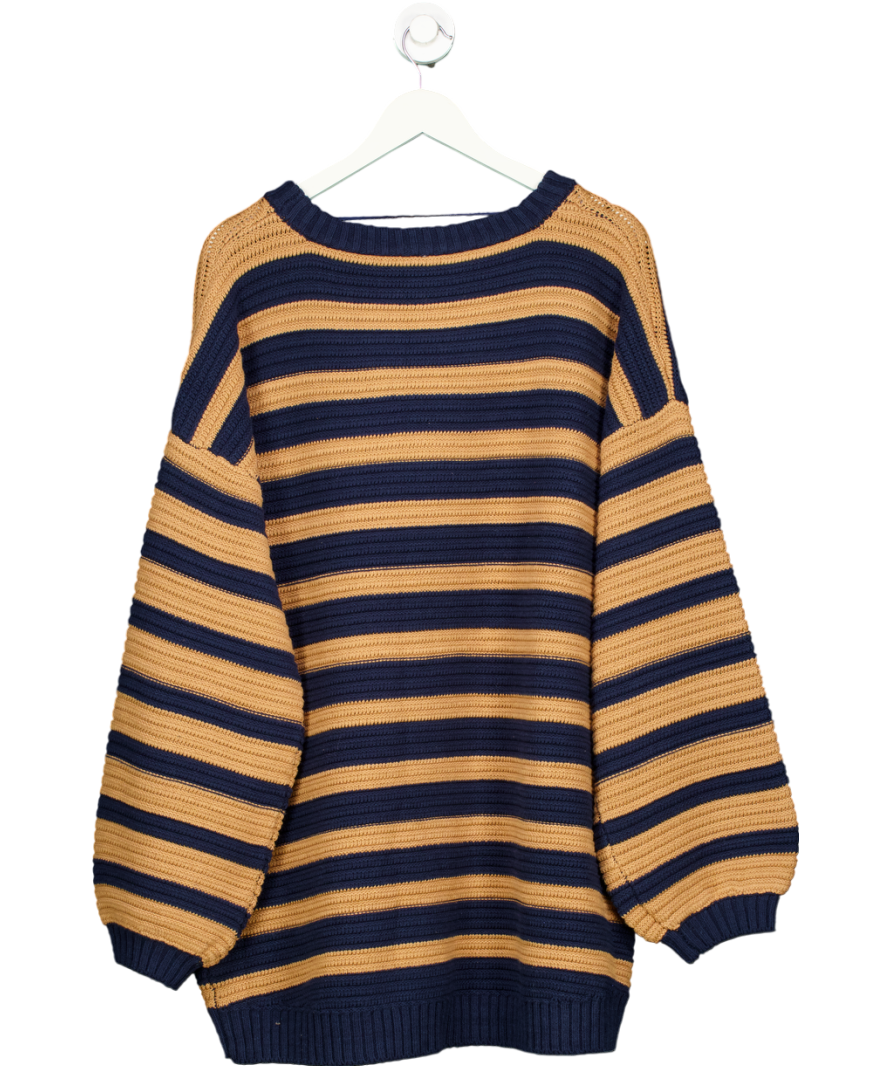 Free People Blue Links Pullover Stripe Jumper UK L