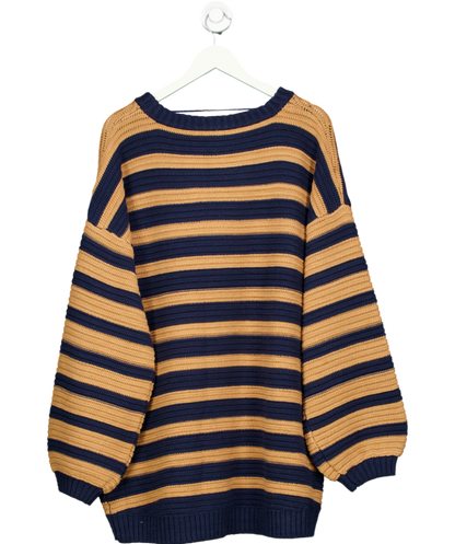 Free People Blue Links Pullover Stripe Jumper UK M