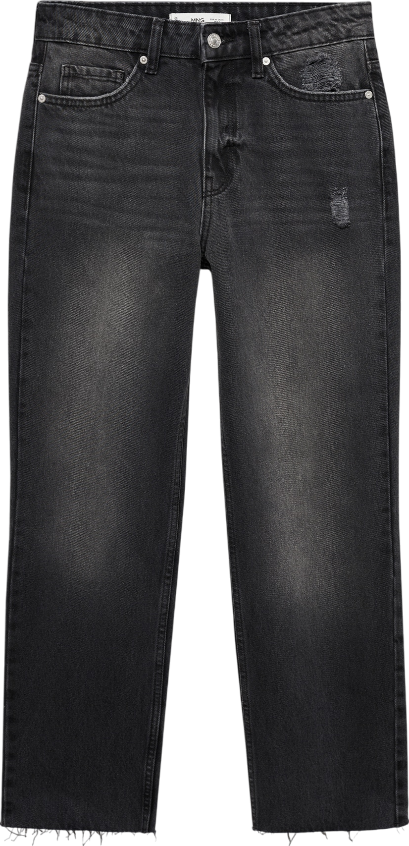 MANGO Black Blanca Straight-fit Cropped Jeans UK 10