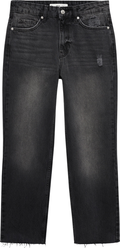 MANGO Black Blanca Straight-fit Cropped Jeans UK 10