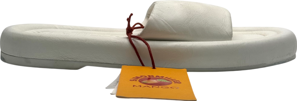 MANGO White Leather Sandals With A Wide Strap UK 6 EU 39 👠