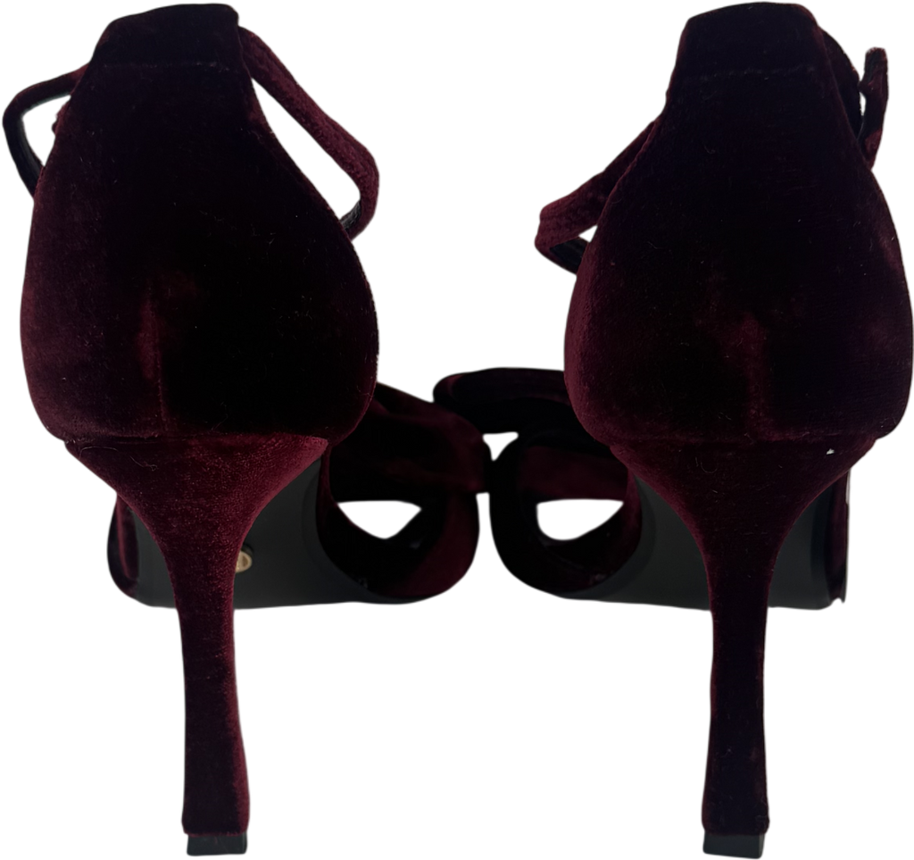 Next Red Velvet Bow Tbar Party Heeled Sandals UK 3 EU 36 👠