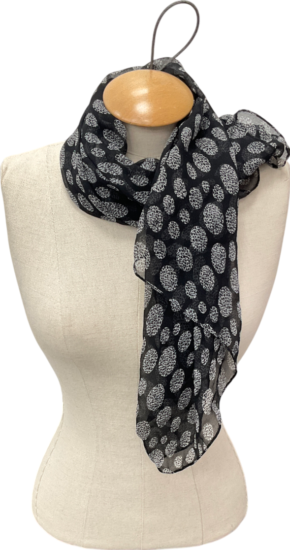 fair Black Leopard Print Scarf One Size
