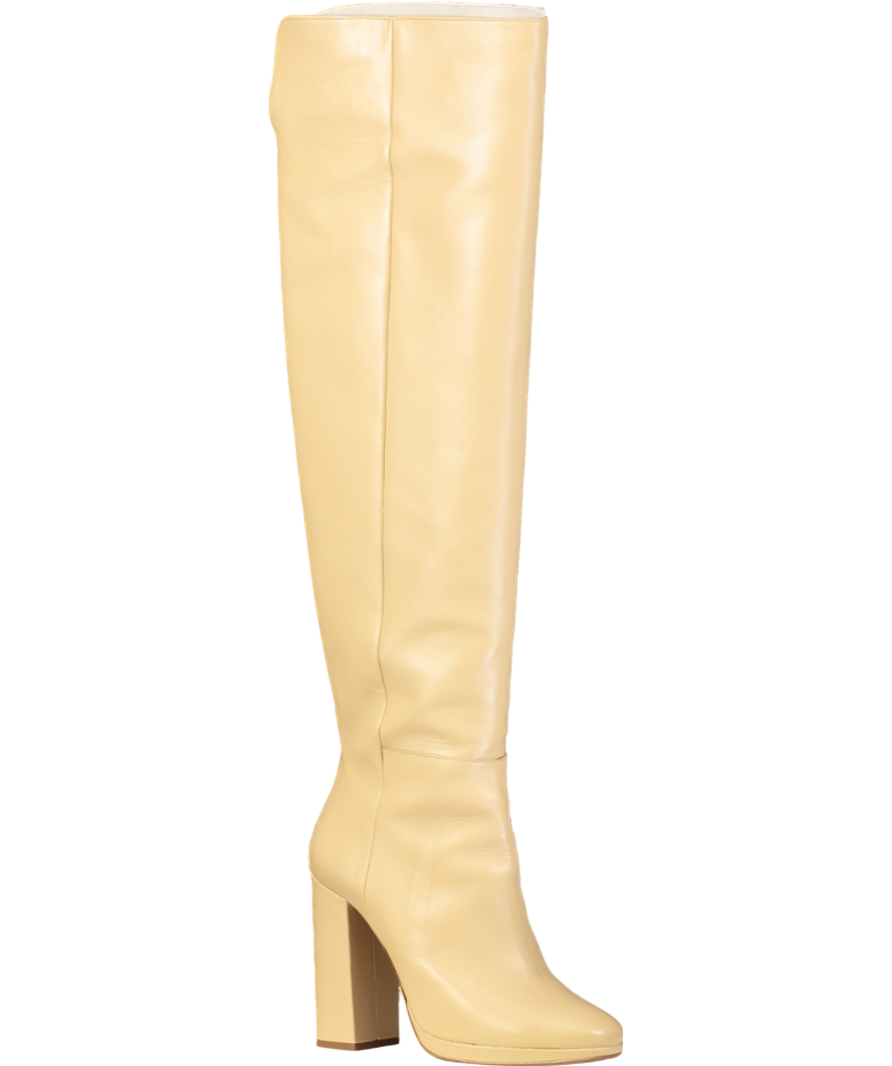 Sezane Beige Editions Thigh High Heeled Boots UK 6 EU 39 👠
