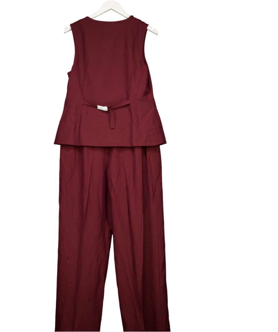 MANGO Burgundy Red Long Suit-style Jumpsuit UK XL