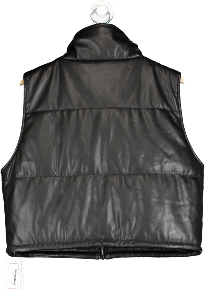 Urban Outfitters Black Faux Leather Puffer Gilet S