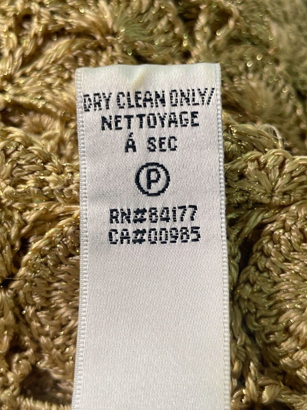 Diane von Furstenberg Gold Crochet Knit Dress M