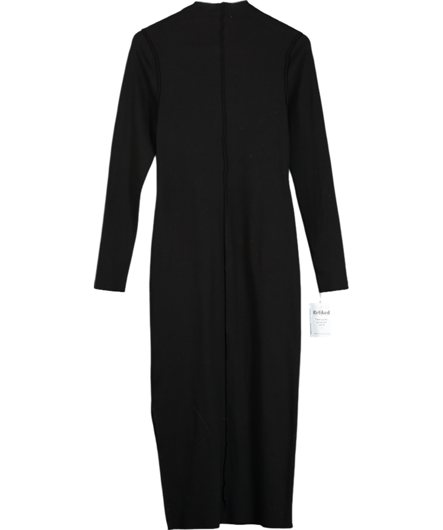 Anthropologie Black Seamed Knit Midi Dress UK S