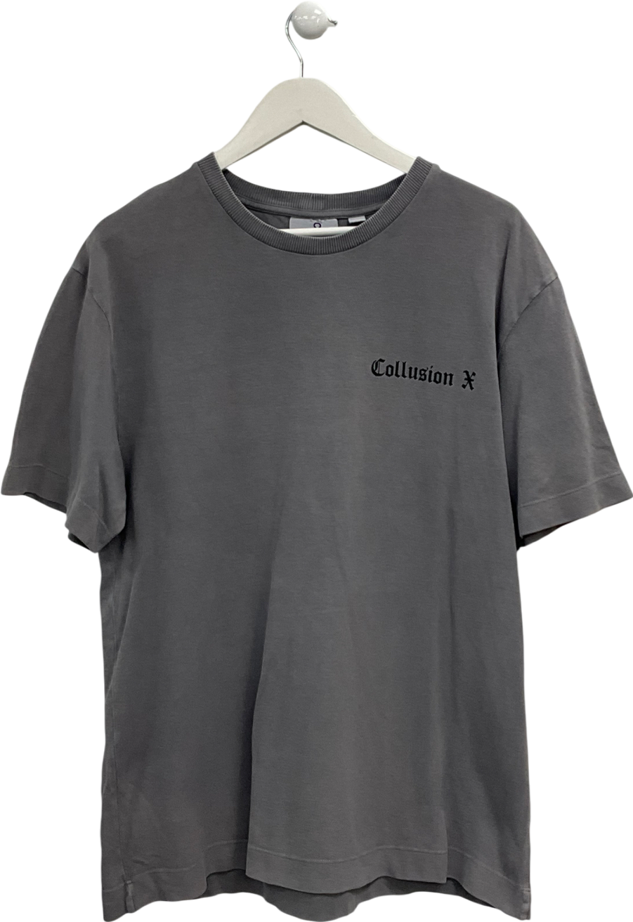 Collusion Grey T-shirt With Stained Glass Back Print UK L