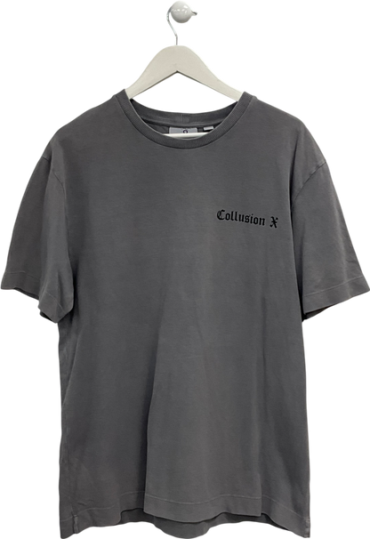 Collusion Grey T-shirt With Stained Glass Back Print UK L