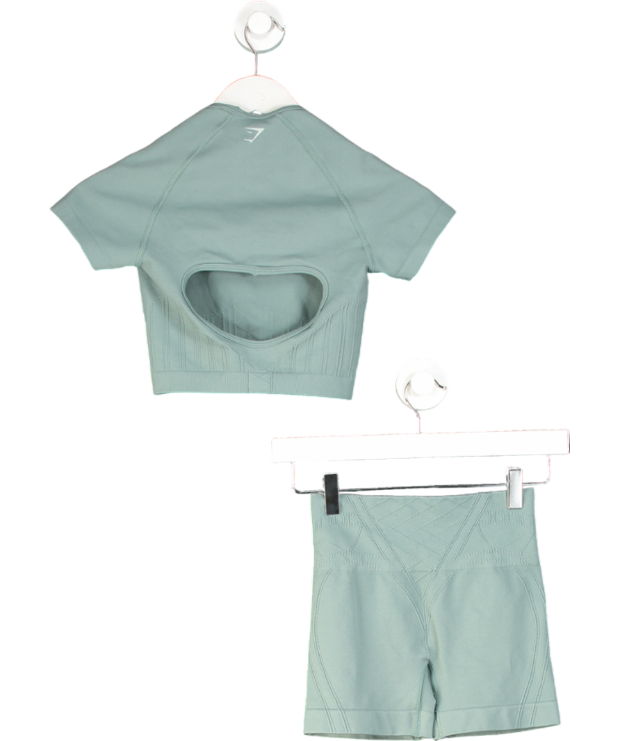 gymshark Blue 2-piece Seamless Crop Top & Short Set UK XS
