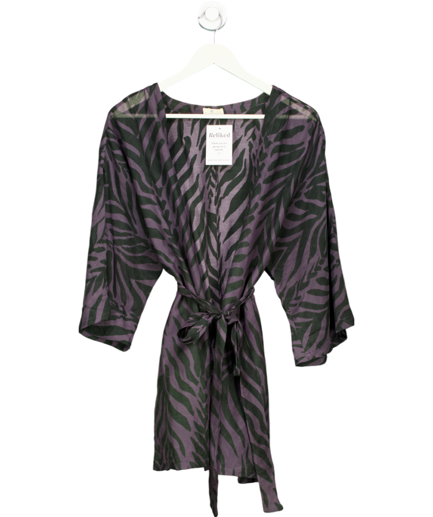 Alicia Swim Grey Cotton Silk Blend Kimono Cover Up One Size