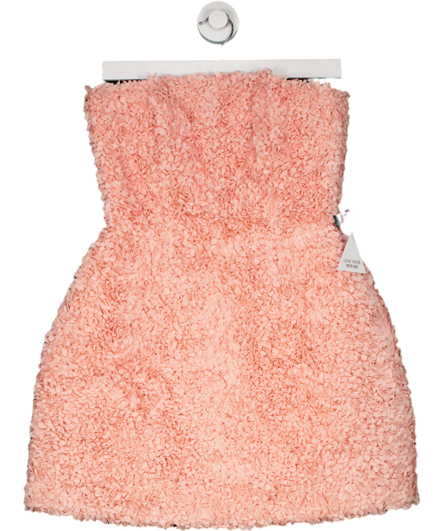 Nadine Merabi Pink Maisy 3d Floral Embroidered Structured Dress UK 10