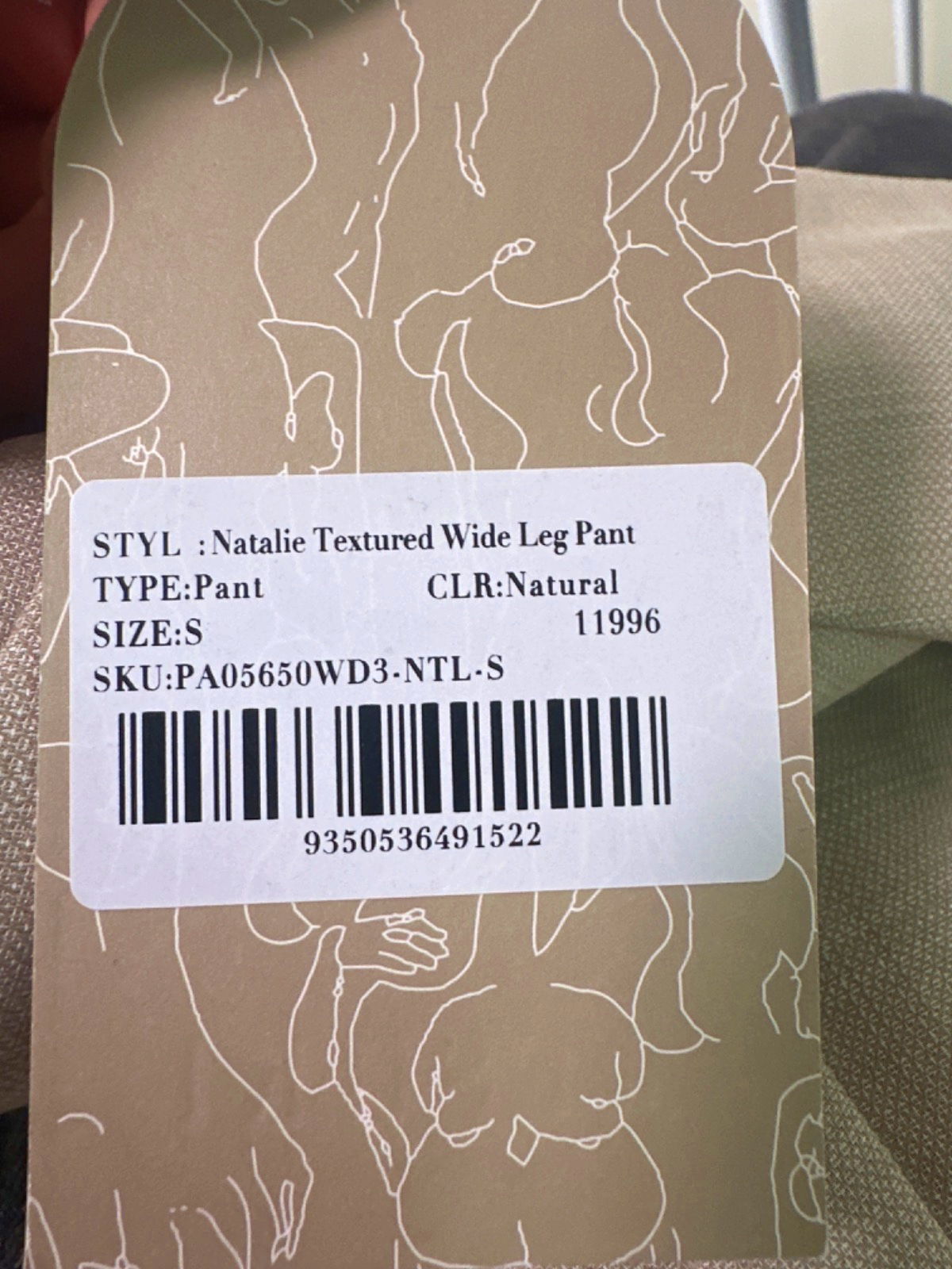 Meshki Natural Natalie Textured Wide Leg Trousers UK S