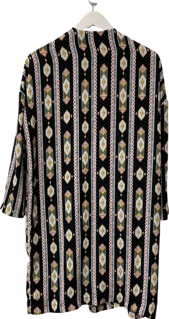 ebonie n ivory Black Patterned Long Sleeve Blouse UK L