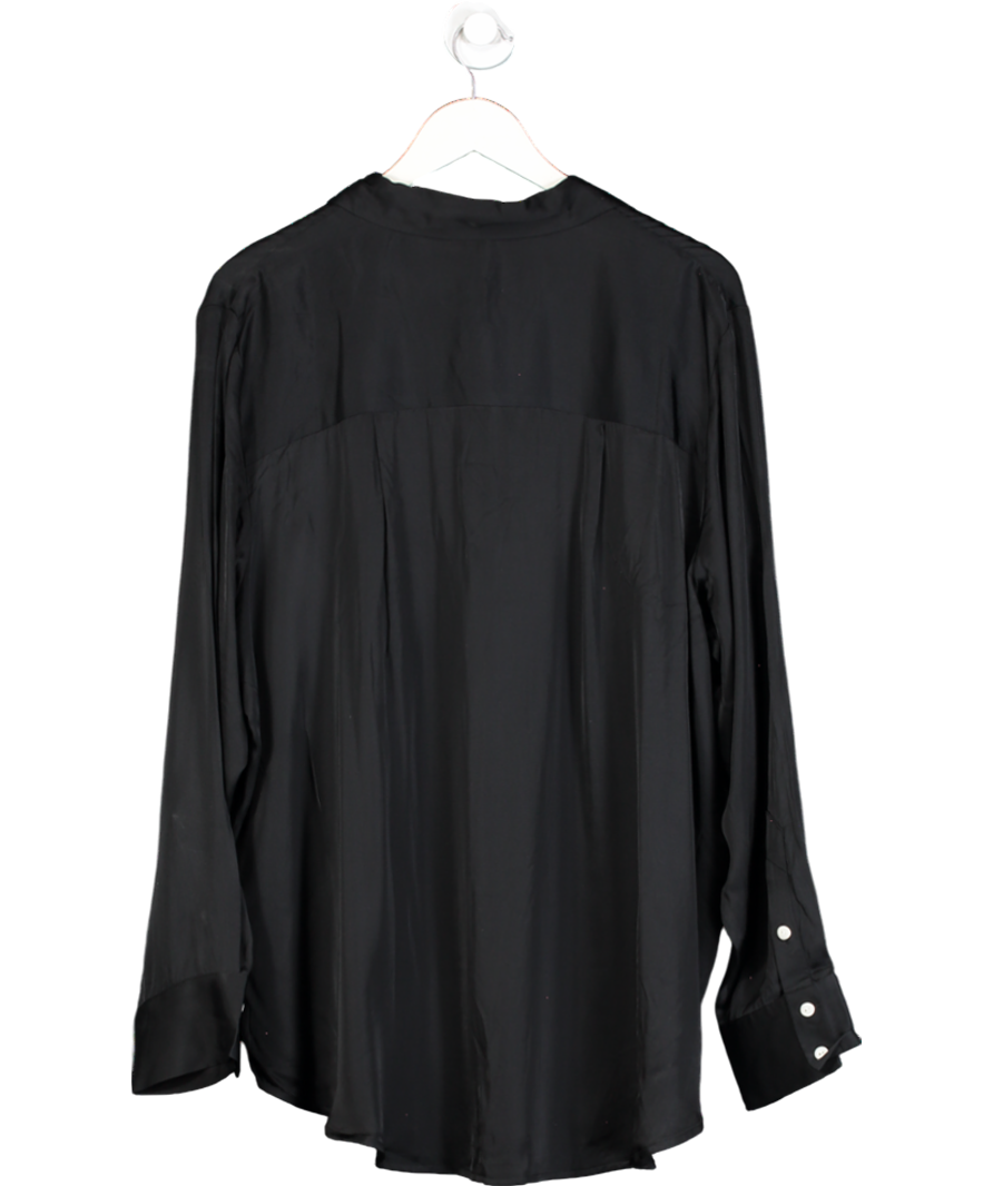 By Anthropologie Black Silky Long-sleeve Pyjama Top UK XL