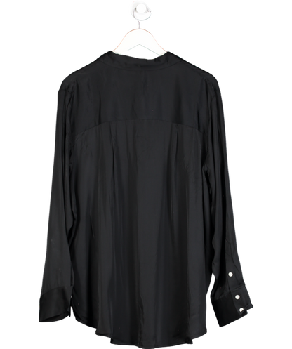 By Anthropologie Black Silky Long-sleeve Pyjama Top UK XL