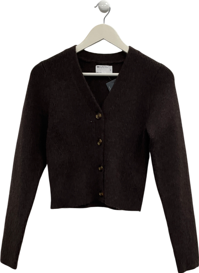 ASOS Brown Structured V Neck Cardigan In Chocolate UK XS