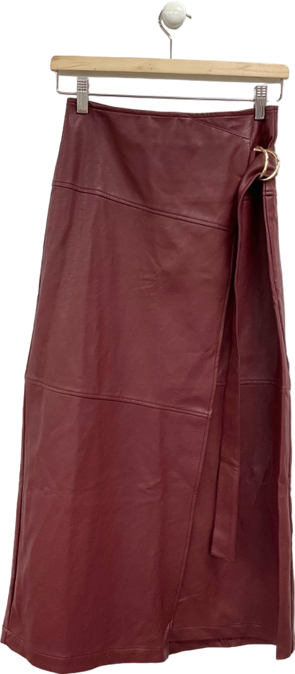 Karen Millen Purple Faux Leather Wrap Skirt UK 6