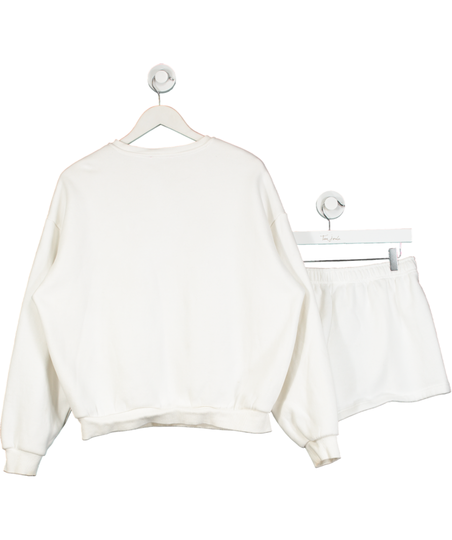 Edikted White 2-piece Cali Bow Sweatshirt And Shorts Set UK S