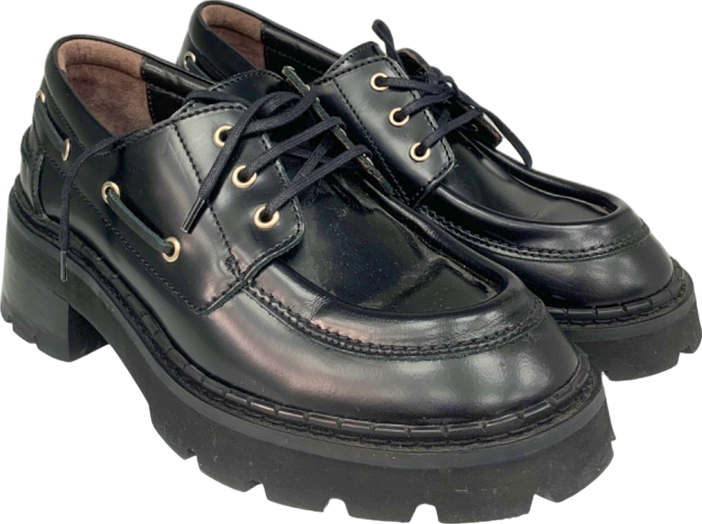 BY FAR Black Leather Platform Loafers UK 6.5 EU 40