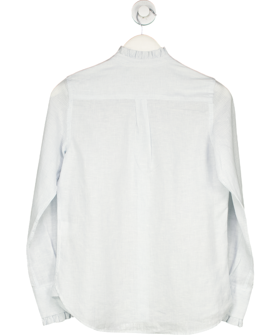 Beaufort & Blake Blue Lifton Sky Ruffle Linen Shirt UK XS