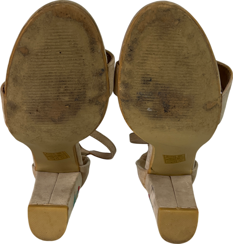 Koi Footwear Beige Floral Embroidered Block Heel UK 7 EU 40 👠