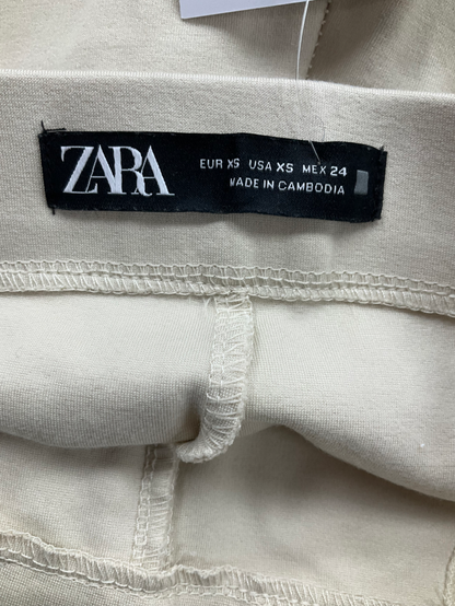 ZARA Cream Straight Leg Soft Trousers UK XS