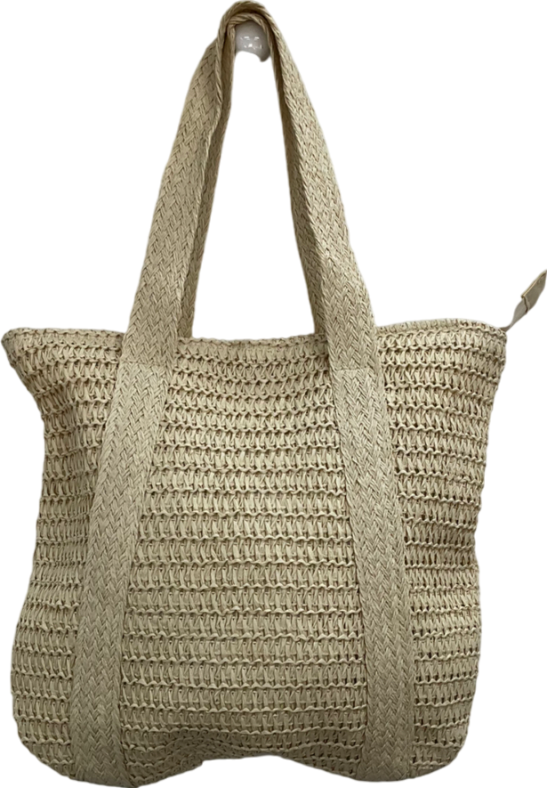 Beige Large Straw Tote Bag One Size