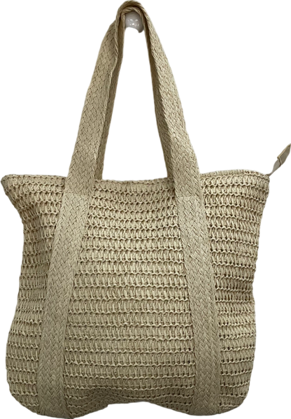 Beige Large Straw Tote Bag One Size