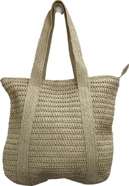 Beige Large Straw Tote Bag One Size