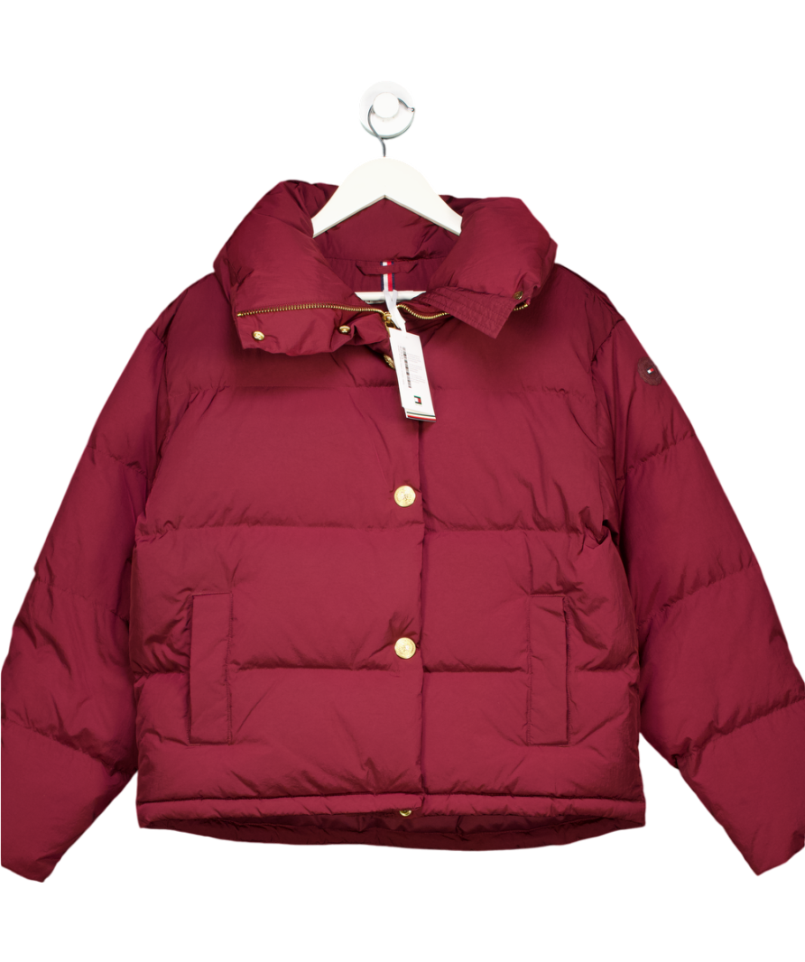 Tommy Hilfiger Red Embossed Button Down Oversized Jacket UK XS/S