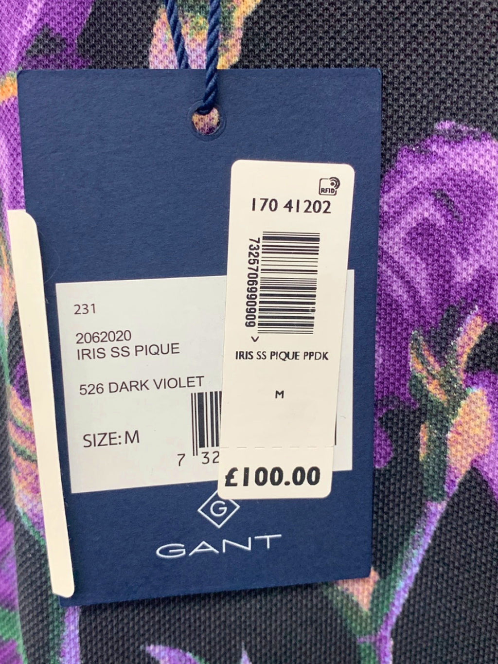 Gant Dark Violet Iris SS Pique Polo Shirt UK M