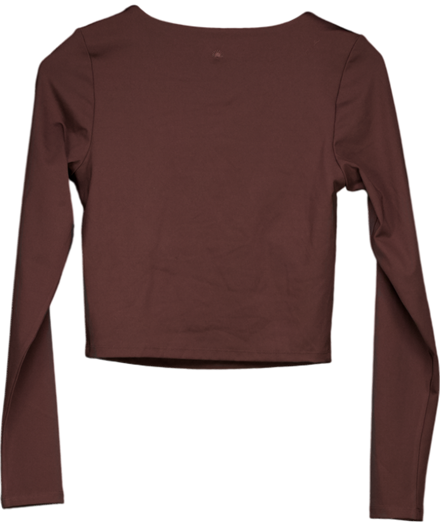 Rise Brown Square Neck Long Sleeve Top UK S
