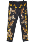 Dolce & Gabbana Black Cat Print Trousers UK XL