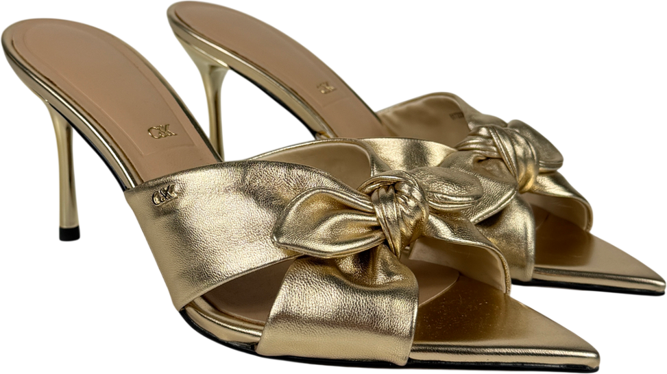Charles & Keith Jayce Metallic Leather Stiletto Mules - Gold UK 6 EU 39 👠