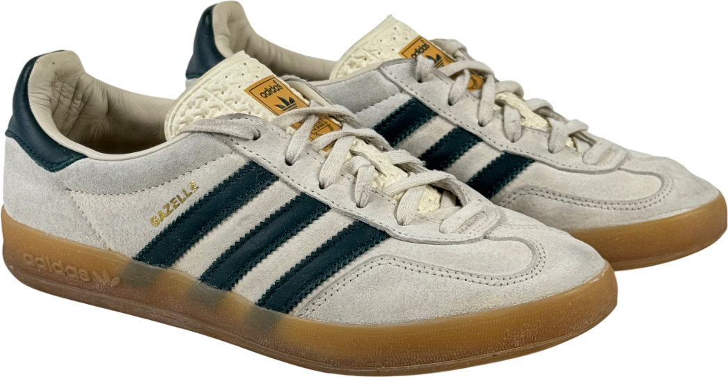 ADIDAS Gazelle Indoor Cream Trainers - White  /collegiate Green UK 6 EU 39 👠