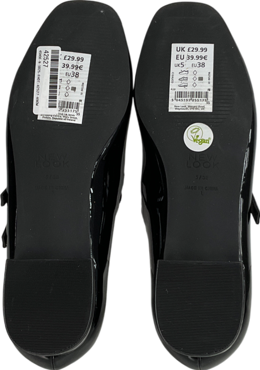 New Look Black Double Strap Ballet Pumps UK 5 EU 38 👠