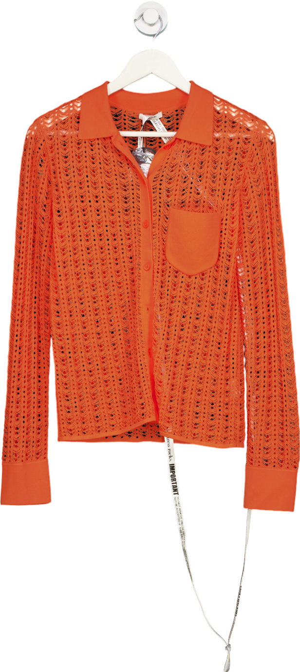 Mistress Rocks Orange Lily Pollen Crochet Shirt UK S